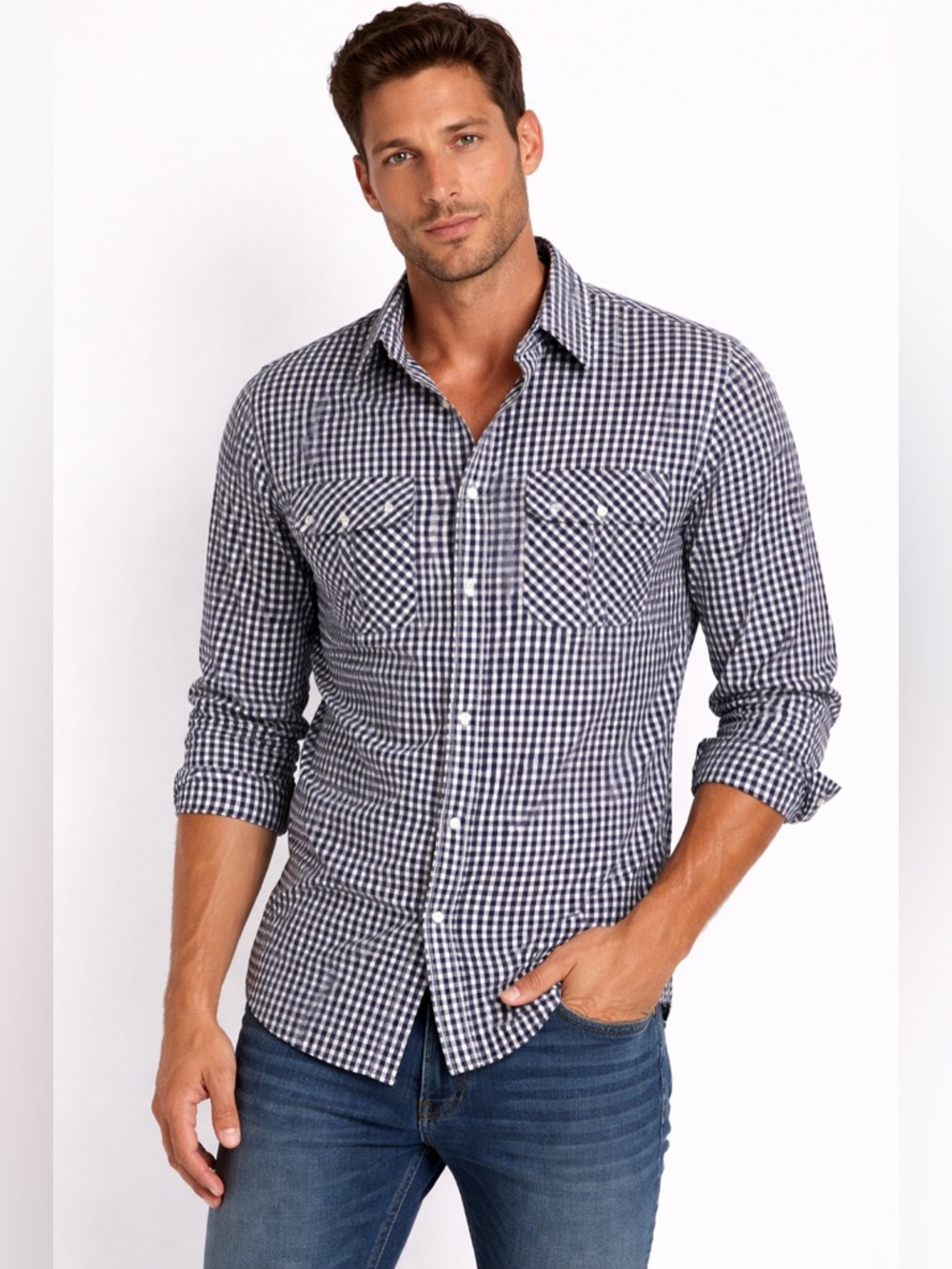 Dolce & Gabbana Blue Plaid Button Down Shirt